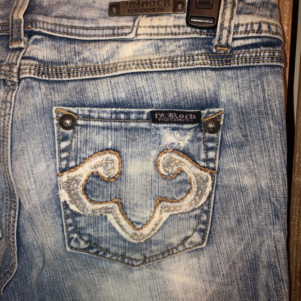 Rerock distressed flare leg jeans. Really cute!